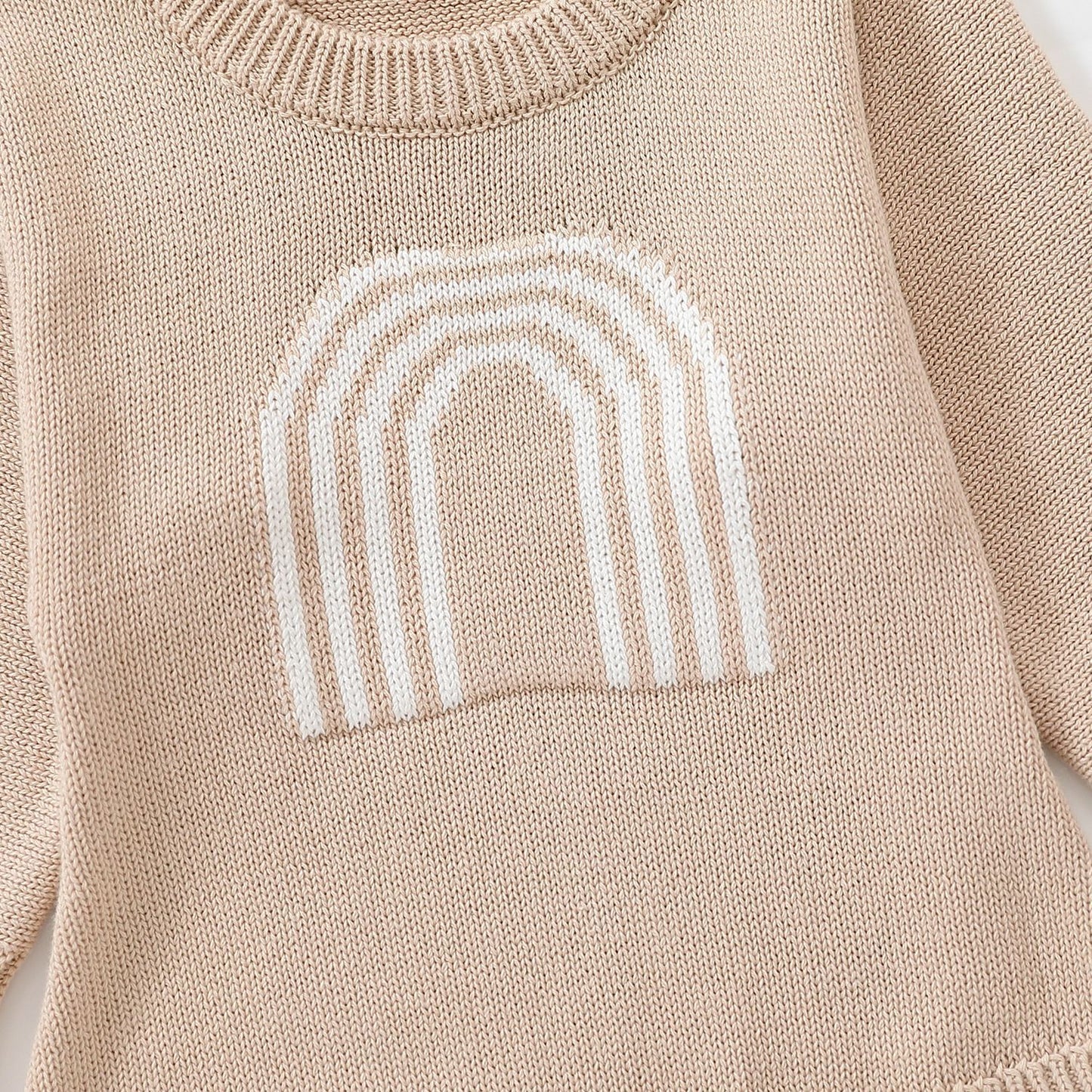 Children's Romper Sweater White Light Brown