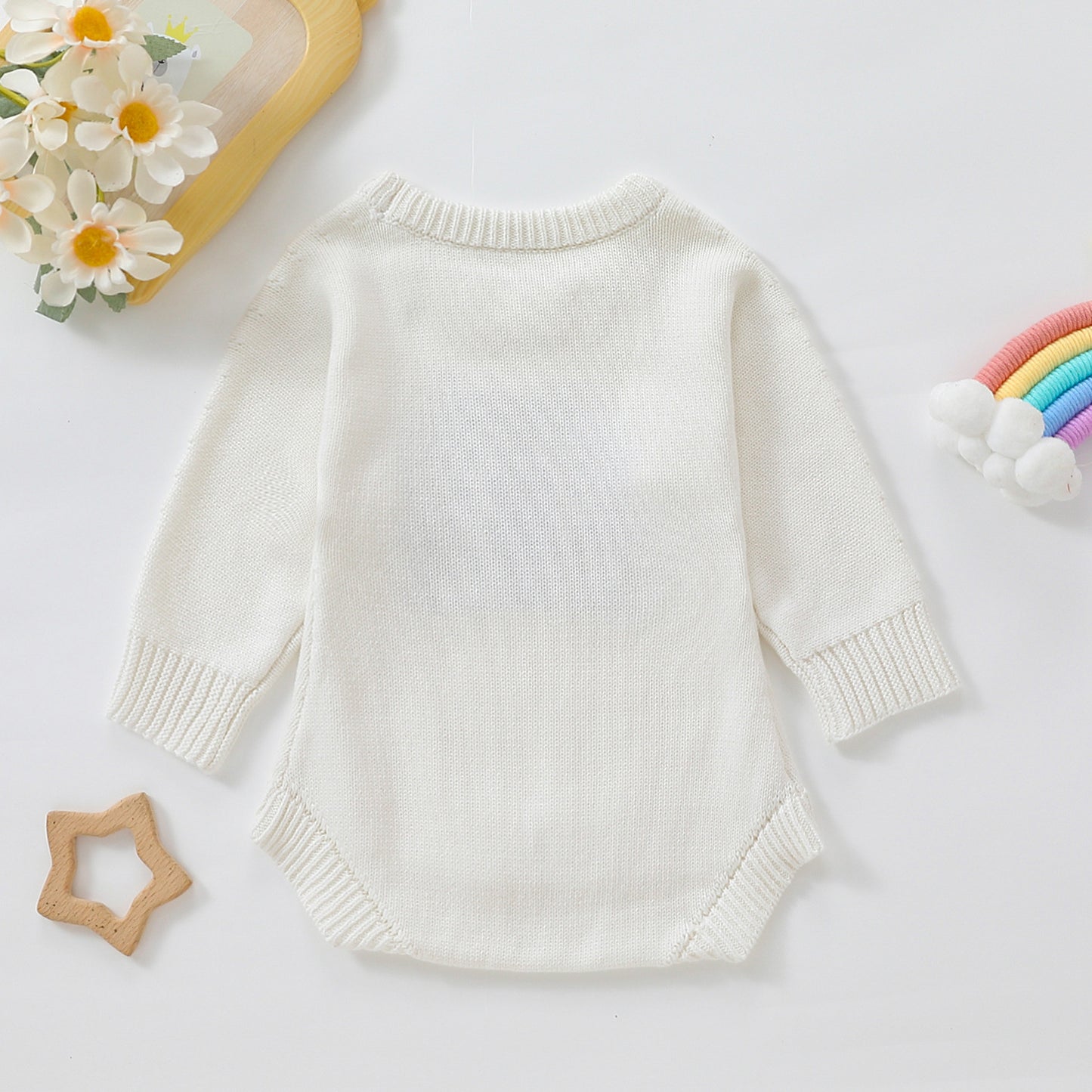 Children's Romper Sweater White Light Brown