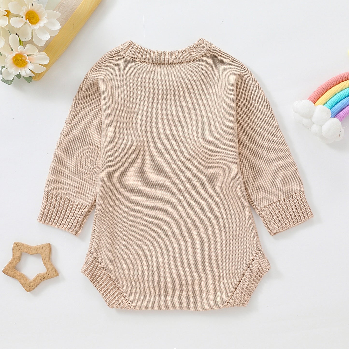 Children's Romper Sweater White Light Brown