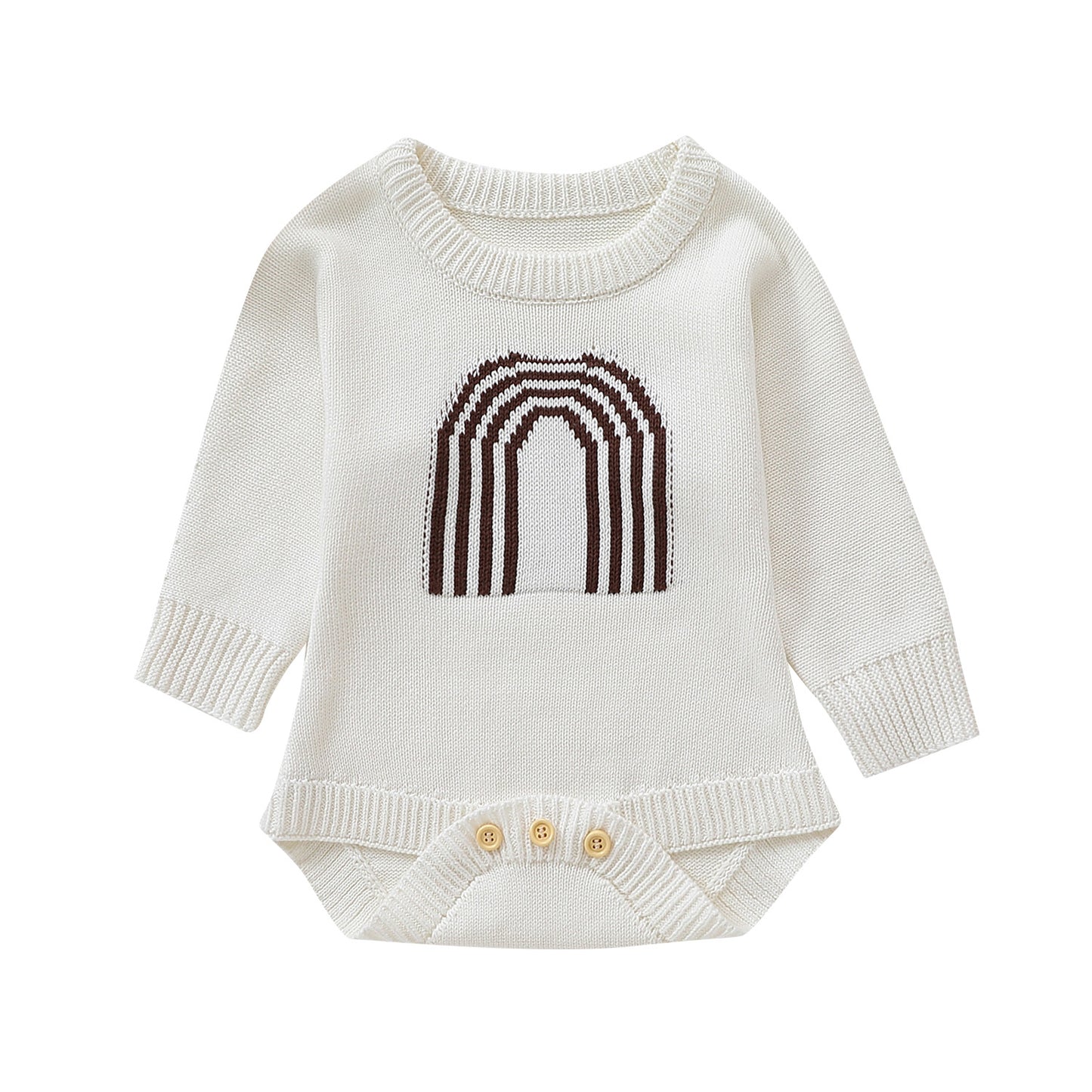 Children's Romper Sweater White Light Brown