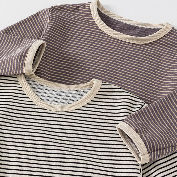 Autumn Casual Boys And Girls Striped Bottoming T-shirt Children's Tops